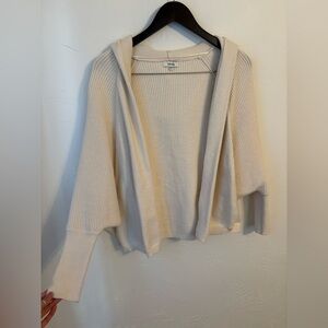 Kensie Cream Hooded Knit Sweater Dolman Sleeve Size M